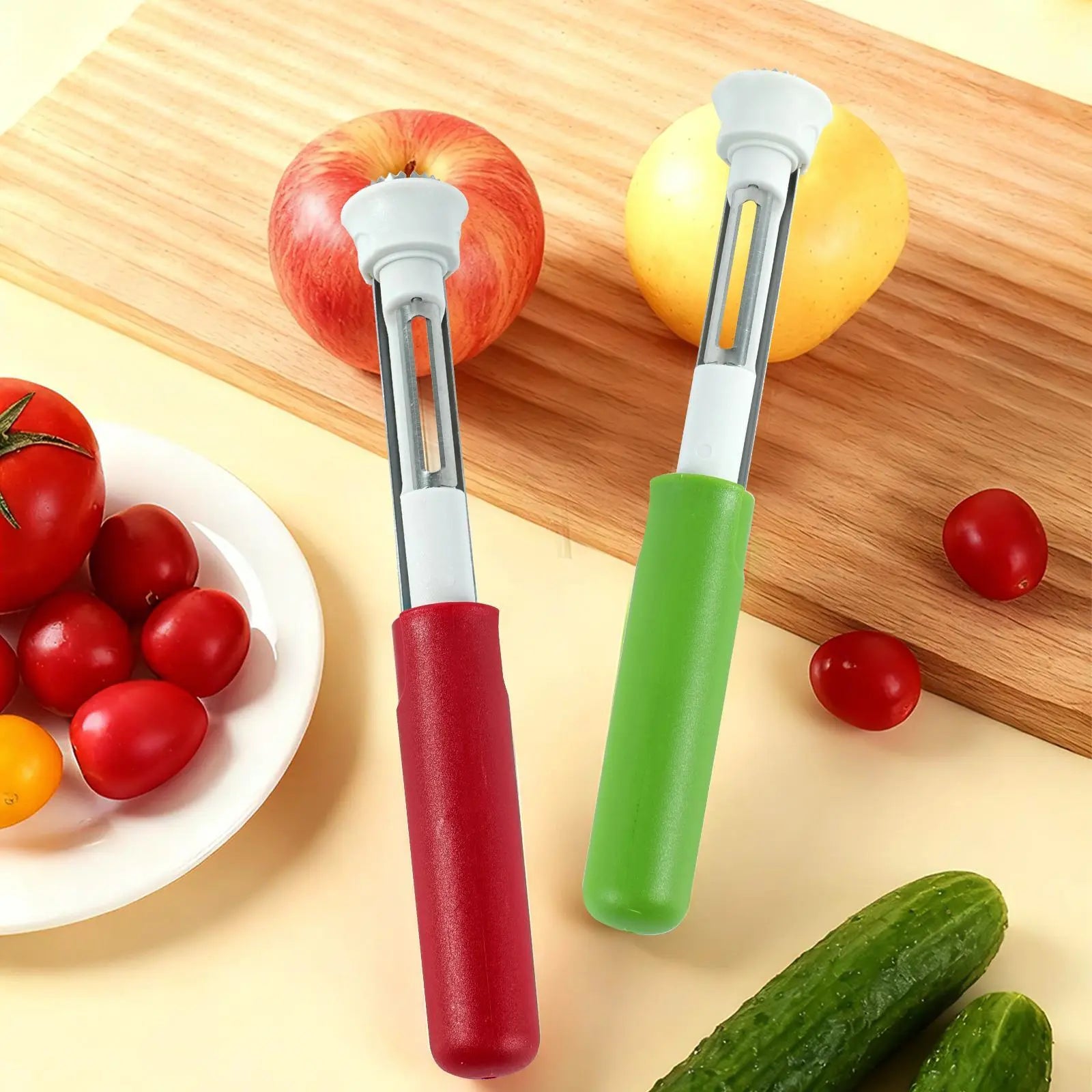 2 in 1 Apple Corer and Peeler, Apple Core Removal Tool, Stainless Steel Fruit Corer, Apple Seed Remover for Cored Apples, Pears, Bell Peppers and Cakes, Kitchen Gadget for Fruit and Vegetable